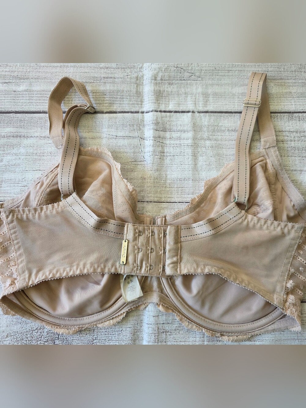 Chantelle Size 34 I Lace Gauche Full Coverage Underwire Bra Nude No Padding - Picture 5 of 9